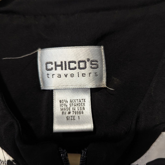 Chicos Traveler's Monochrome Black White Zipper Jacket Stretchy - Picture 5 of 5